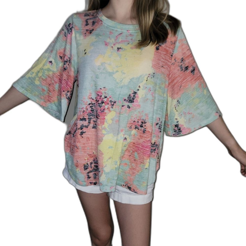 Westbound Womens Size L Large Colorful Yellow Light Green Pink Orange Top Shirt
